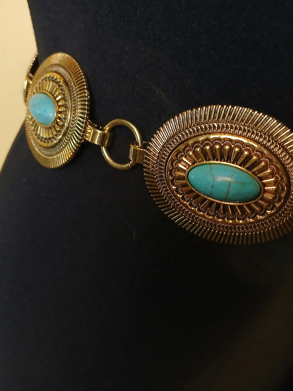 Turquoise Accent Chain Belt - Gold-Tone Women's Accessory